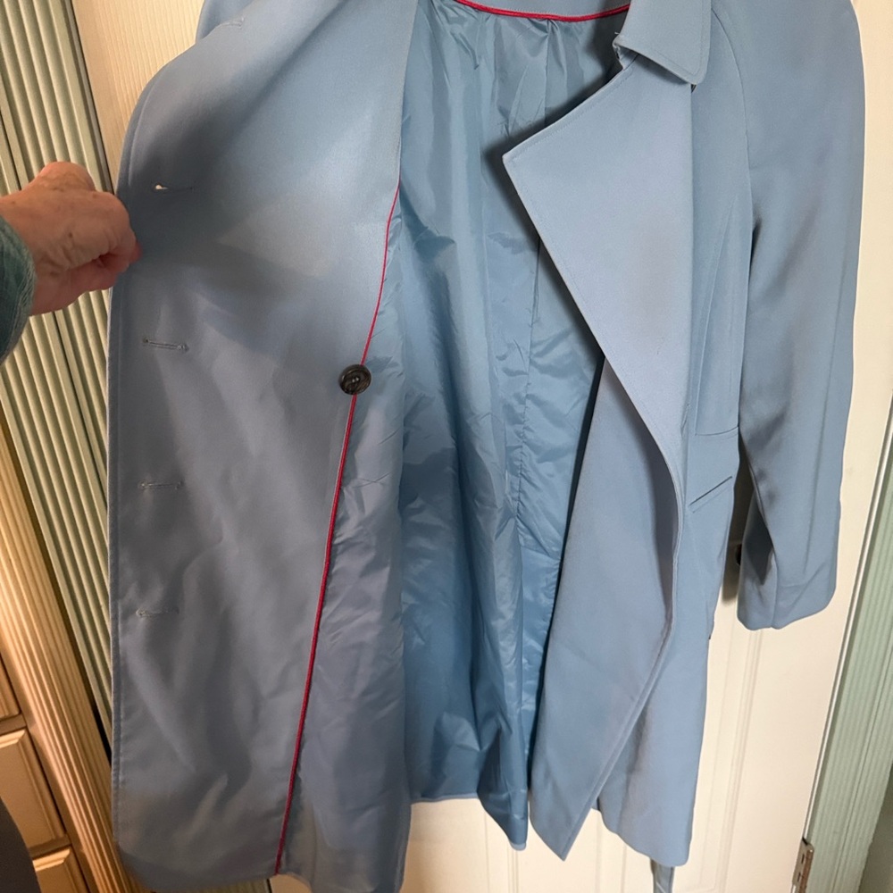 Anne Klein Light Blue Double-Breasted Trench Coat - Picture 5 of 5